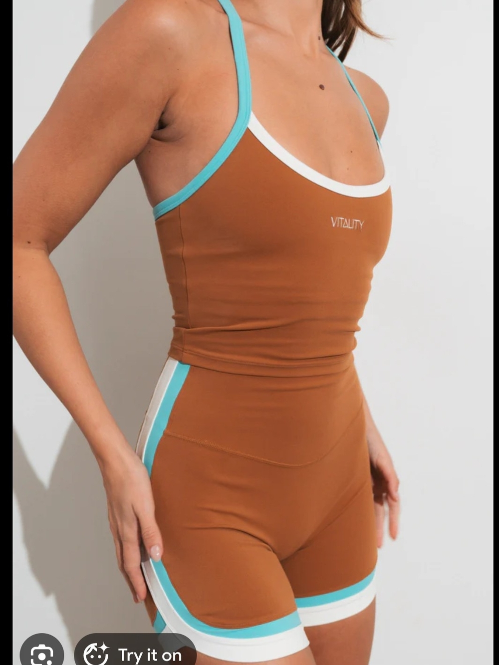 Vitality Cloud II Toffee Contrast Set: Tank, Sports Bra, Leggings + Shorts - Picture 13 of 14